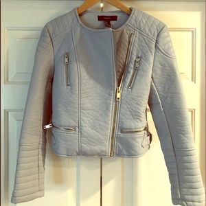 Baby Blue Faux Leather Jacket